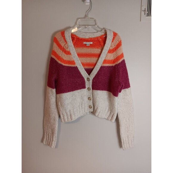 AMERICAN EAGLE NWOT Women’s Size XS Stripe Cropped Knit Cardigan Sweater - Picture 1 of 5